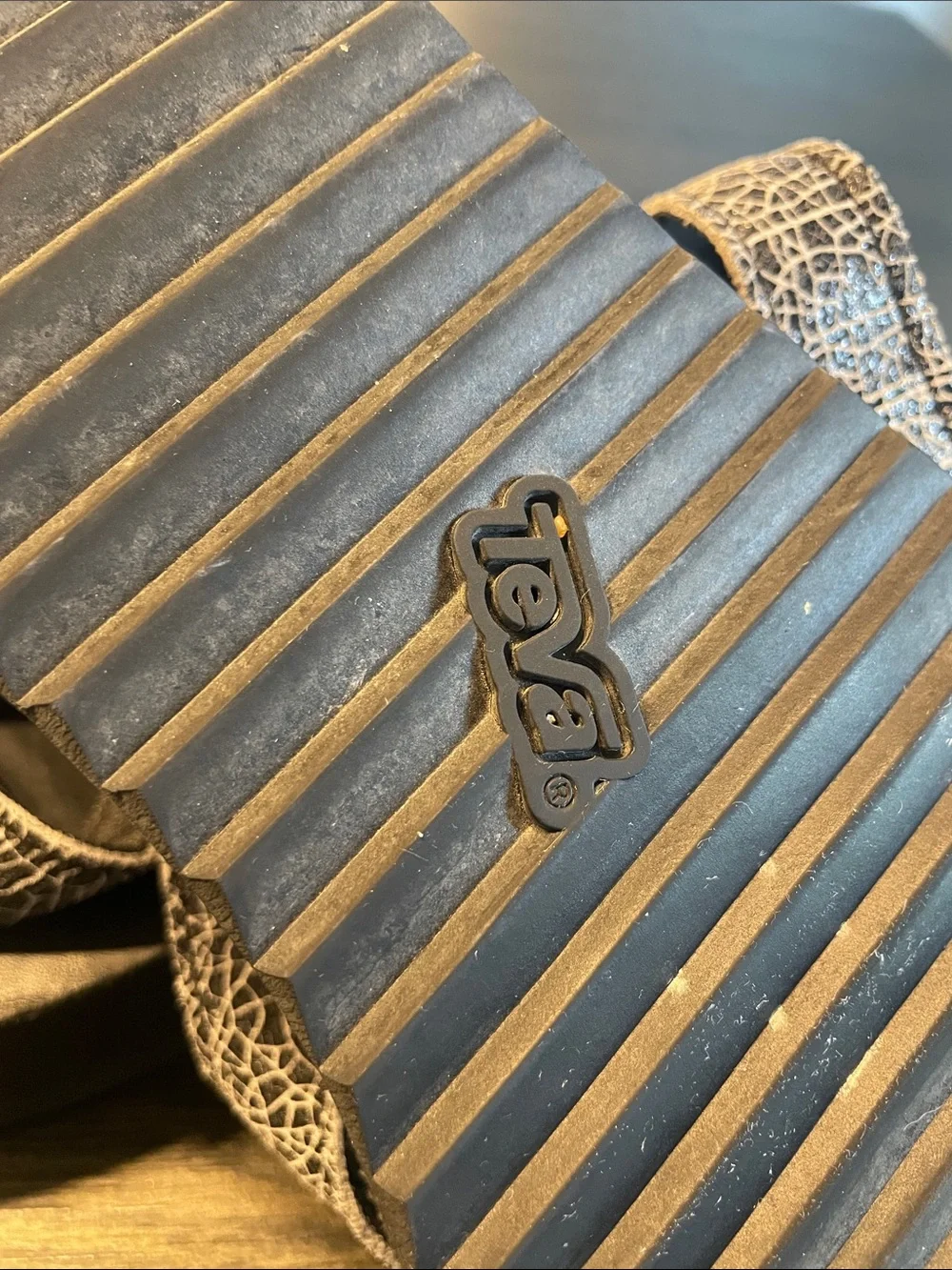 Teva Women’s Black Sandals with RARE Cracked-Print Straps